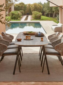 Modern Garden Furniture Outdoor Balcony Dinging Aluminum Frame Rattan Table and Chair Set