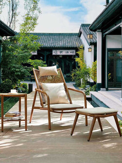 Wholesale Garden Furniture Teak Rocking Chair Outdoor Waterproof Wood Table and Chairs Set