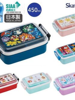 NEW 2026 Skater - กล่องข้าว กล่องอาหาร Antibacterial Dishwasher Safe Fluffy Lid Tight Lunch Box Square Type ขนาด 450ml.