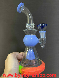 Stemless Glass Blue Percolator+6Marbles Cup+Silicone 23(cm.)