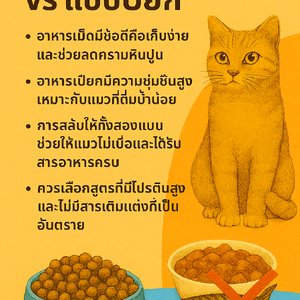 อาหารแมวแบบเม็ด vs แบบเปียก