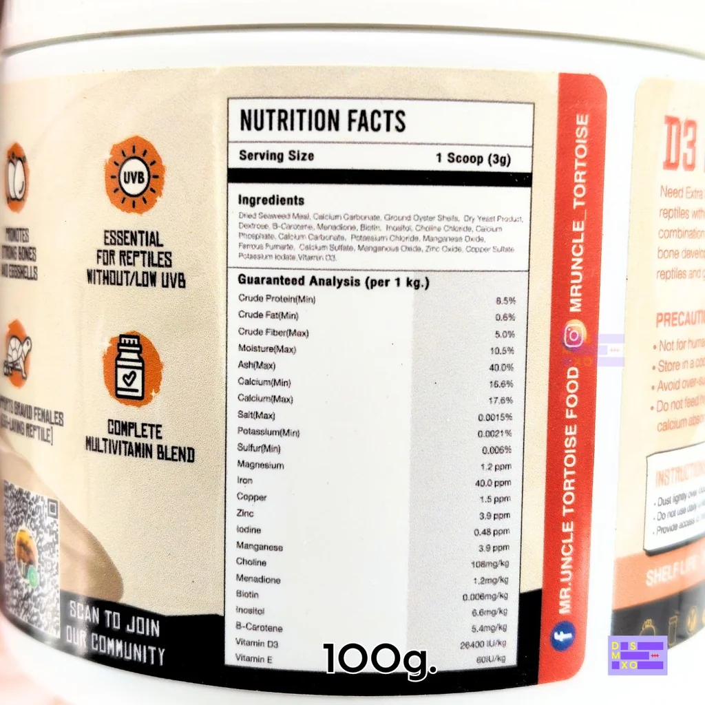 MR. UNCLE D3 Boost + Multivitamin 100 g. วิตามิน D3 + วิตามินรวมผง สำหรับสัตว์เลื้อยคลาน MR. UNCLE D3 Boost + Multivitamin 100 g. วิตามิน D3 + วิตามินรวมผง สำหรับสัตว์เลื้อยคลาน