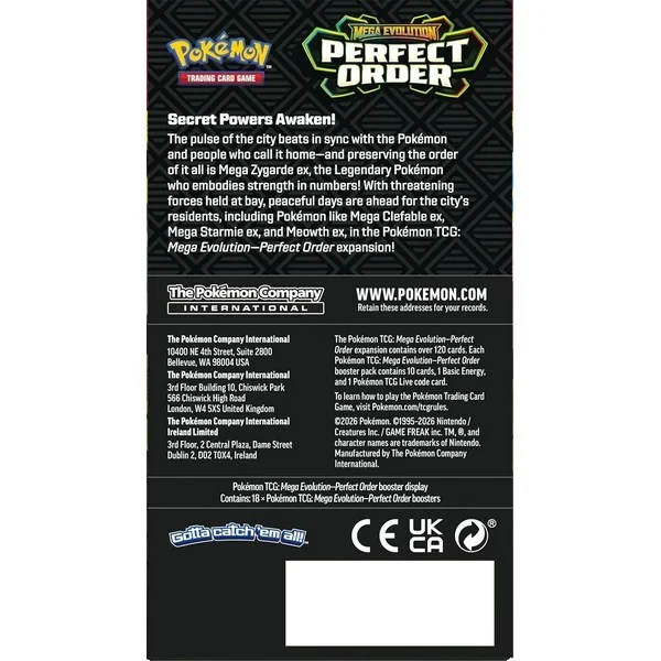 Pokemon ENG Mega Evolution Perfect Order Half Booster Box (18 Packs) 196214137233 (การ์ดโปเกมอน) Pokemon ENG Mega Evolution Perfect Order Half Booster Box (18 Packs) 196214137233 (การ์ดโปเกมอน)