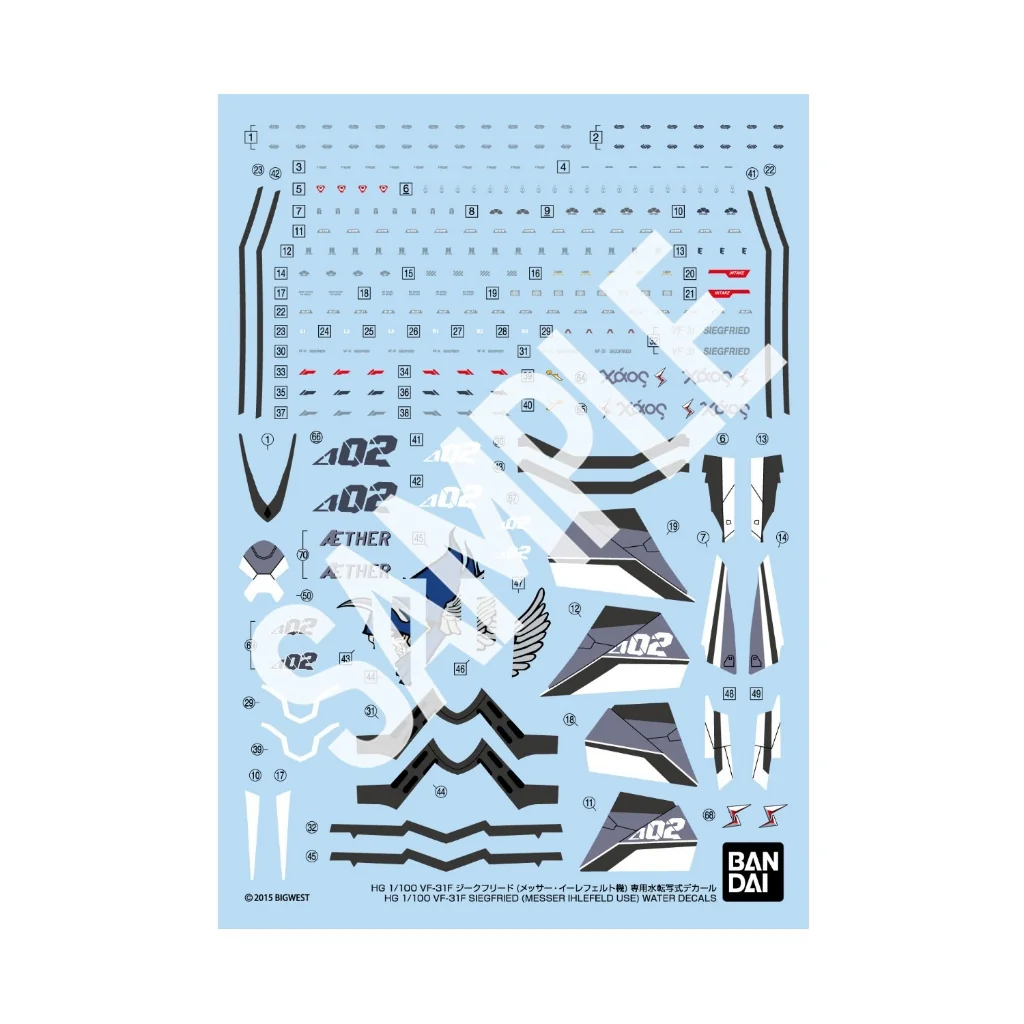 [Pre Order 12/2569] Bandai HG 1/100 VF-31F Siegfried (Messer Ihlefeld) Water Decals 4580886845040 (Decal)