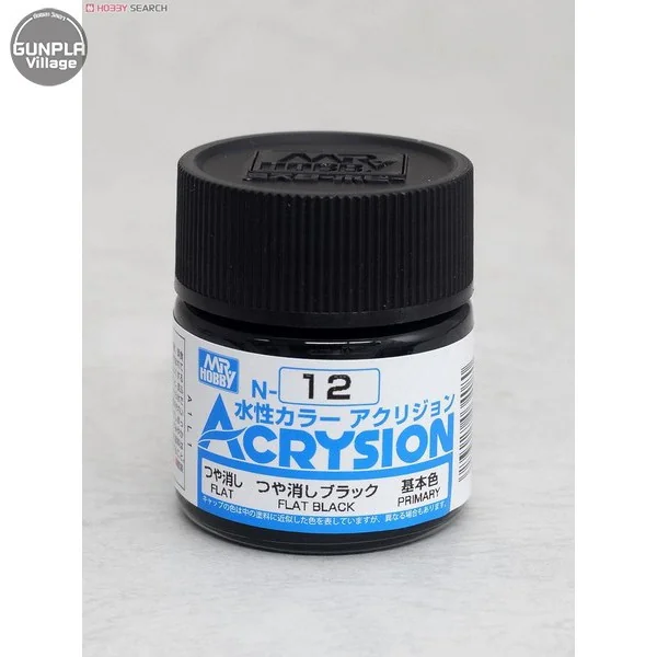 Mr.Hobby MR.ACRYSION COLOR N-12 FLAT BLACK 4973028034080 (สี) Mr.Hobby MR.ACRYSION COLOR N-12 FLAT BLACK 4973028034080 (สี)