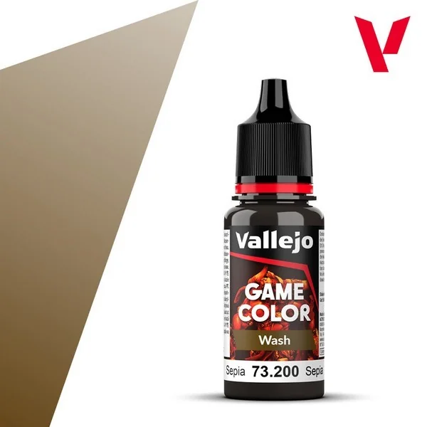 Vallejo Game Color Wash 73.200 Sepia 18 ml 8429551732000 (สี) Vallejo Game Color Wash 73.200 Sepia 18 ml 8429551732000 (สี)