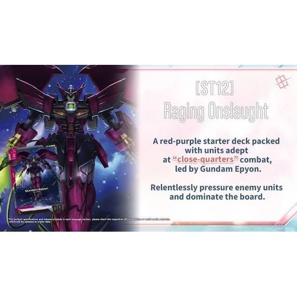 [Pre Order 25/09/2569] Bandai Gundam Card Game Starter Deck ST12 Raging Onslaught (การ์ด)