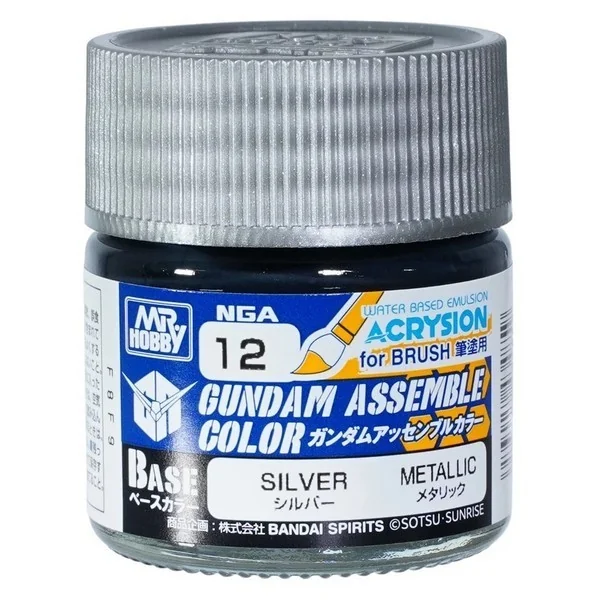 Mr.Hobby Acrysion Brush Gundam Assemble Color NGA12 Silver 10ml 4973028434859 (สี) Mr.Hobby Acrysion Brush Gundam Assemble Color NGA12 Silver 10ml 4973028434859 (สี)