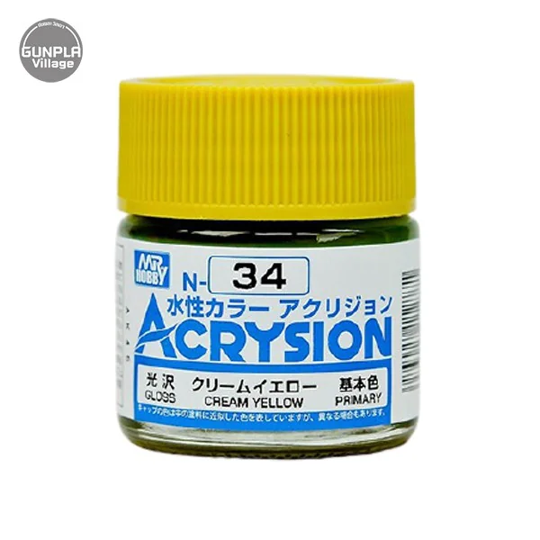 Mr.Hobby MR.ACRYSION COLOR N-34 CREAM YELLOW 4973028112771 (สี) Mr.Hobby MR.ACRYSION COLOR N-34 CREAM YELLOW 4973028112771 (สี)