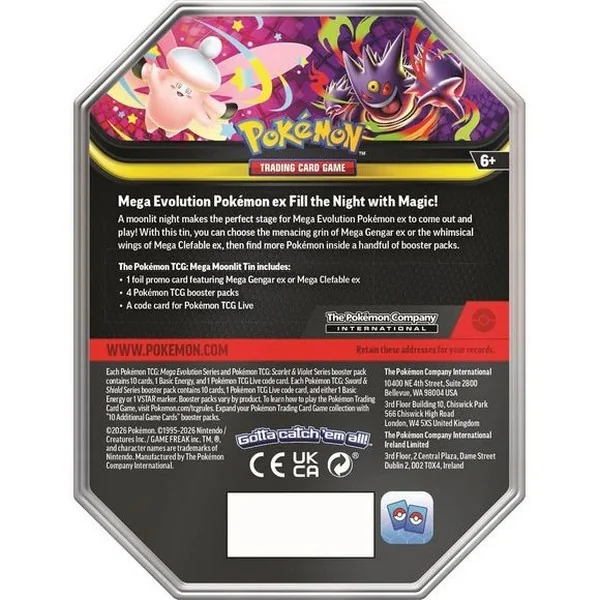 Pokemon ENG Mega Moonlit Tin Mega Gengar ex 196214155879A (การ์ดโปเกมอน) Pokemon ENG Mega Moonlit Tin Mega Gengar ex 196214155879A (การ์ดโปเกมอน)