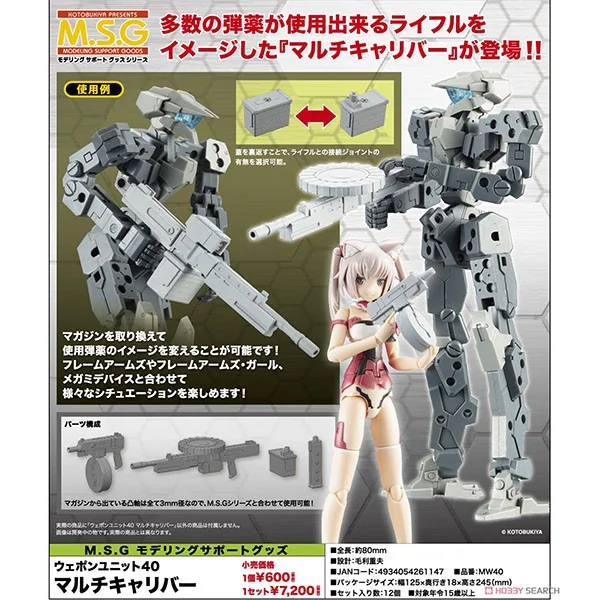 Kotobukiya MSG Weapon Unit MW40 Multi Caliber 4934054261147 (Plastic Model)