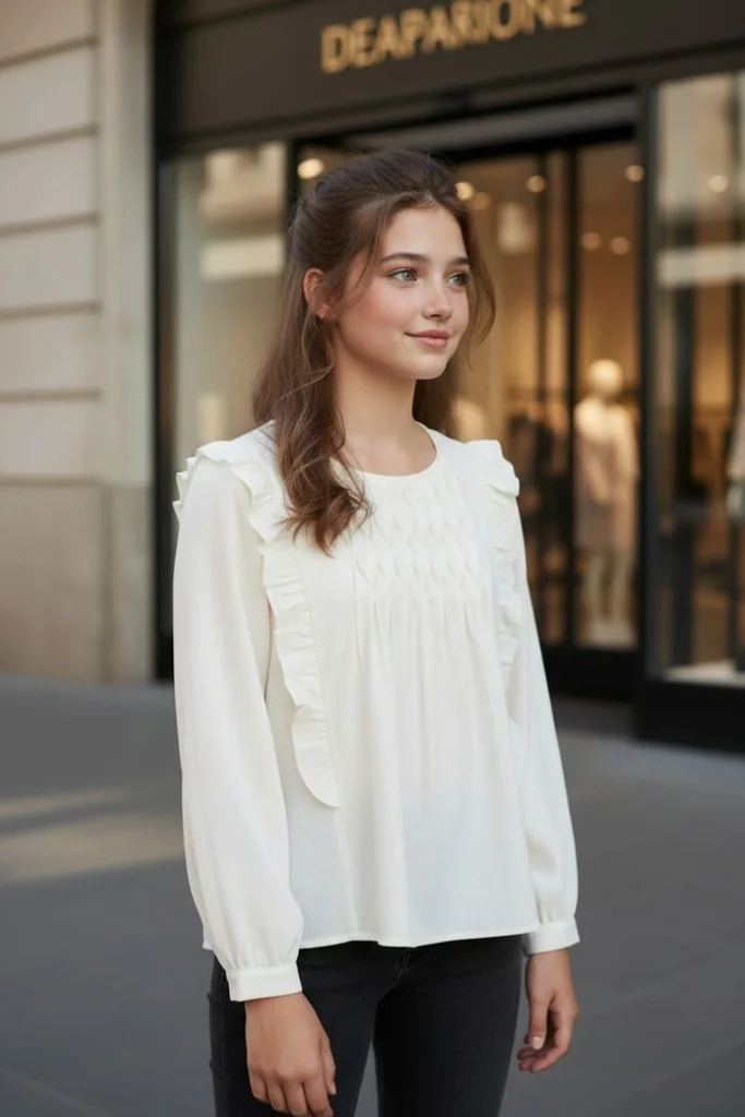 เสื้อผู้หญิงสีเหลืองอ่อน ตีเกร็ดและระบายข้าง รหัส BL1009 ดีไซน์เก๋ใส่ได้หลายโอกาส เสื้อผู้หญิงสีเหลืองอ่อน ตีเกร็ดและระบายข้าง รหัส BL1009 ดีไซน์เก๋ใส่ได้หลายโอกาส