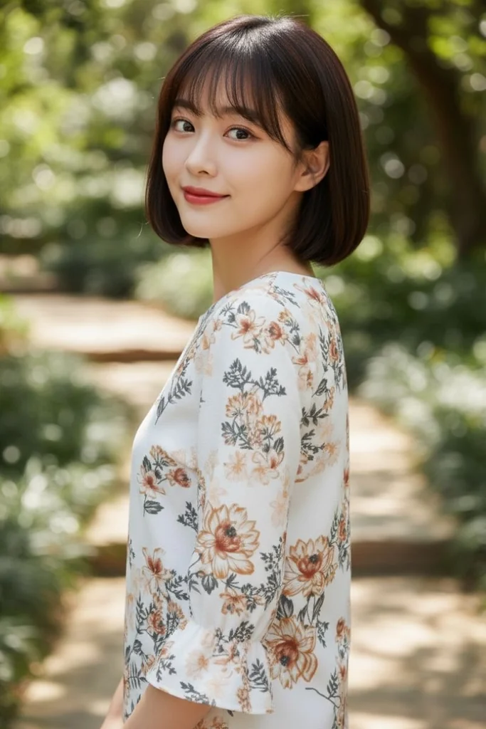 "Petal Affair" เสื้อเบลาส์ผู้หญิงสีขาว แขนบานลายดอกไม้