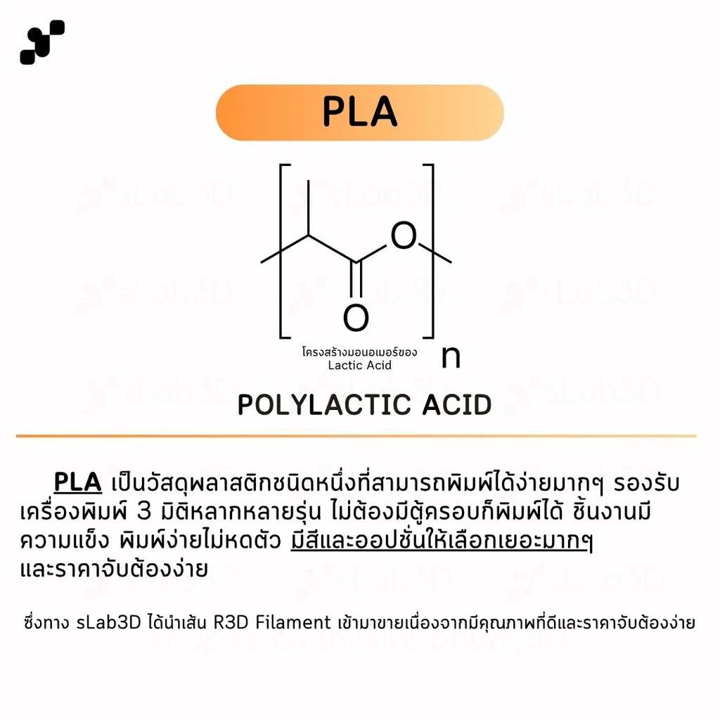 R3D PLA Filament เส้นพลาสติกสำหรับเครื่องพิมพ์ 3 มิติ ขนาด 1.75mm (1kg)