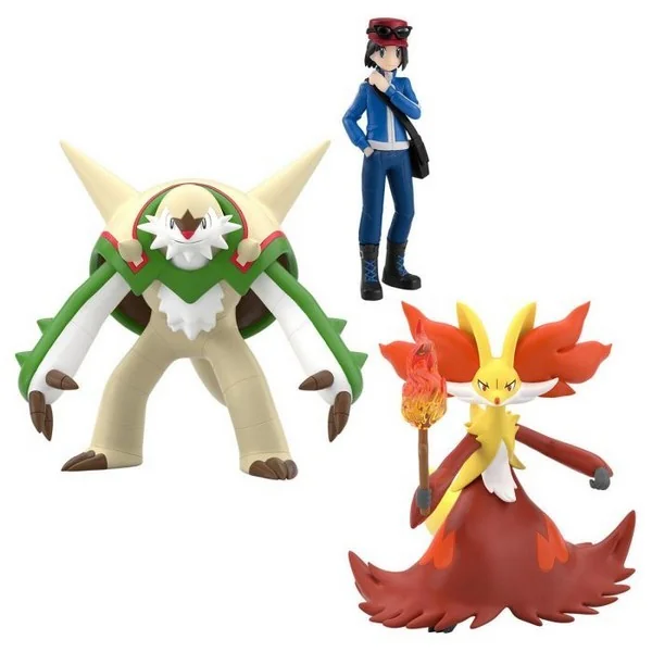 Bandai Pokemon Scale World Kalos Calem (Calme) & Chesnaught (Brigarron) & Delphox (Mahoxy) 4570117923241 (Figure)
