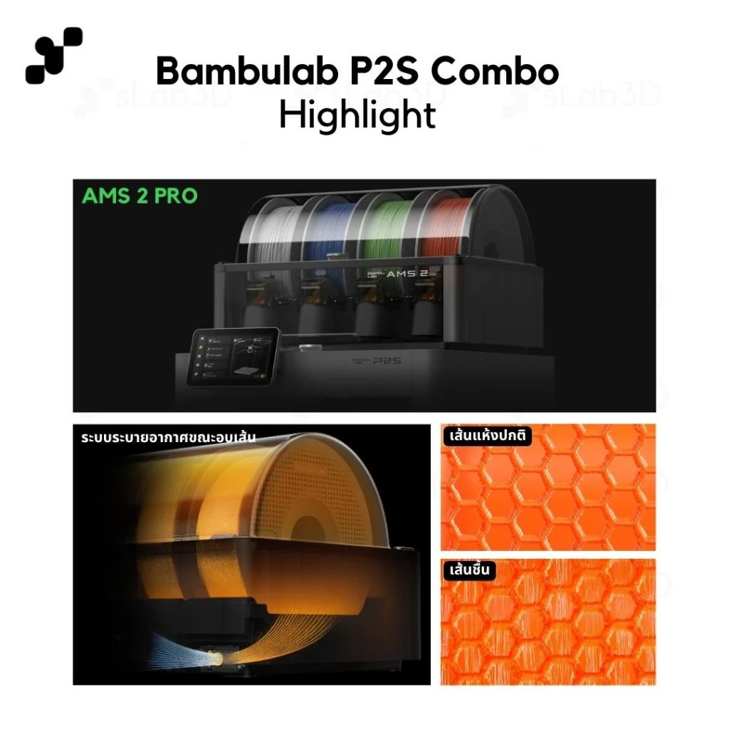 Bambulab P2S Combo เครื่องพิมพ์สามมิติ (3D Printer) | แถมฟรี + FDM Starter Kit E เครื่องประกันไทย Bambulab P2S Combo เครื่องพิมพ์สามมิติ (3D Printer) | แถมฟรี + FDM Starter Kit E เครื่องประกันไทย