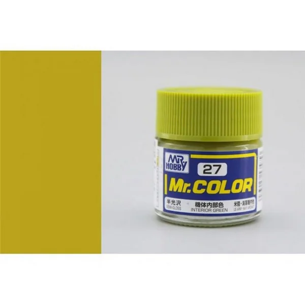 Mr.Hobby Mr.Color C27 Interior Green Semi-Gloss (10ml) 4973028535853 (สี) Mr.Hobby Mr.Color C27 Interior Green Semi-Gloss (10ml) 4973028535853 (สี)