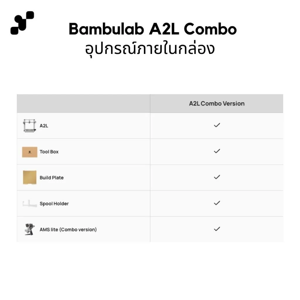 Bambulab A2L Combo เครื่องพิมพ์สามมิติ (3D Printer) ฐานใหญ่ขึ้น | แถมฟรี FDM Starter Kit E เครื่อง Global ประกันไทย