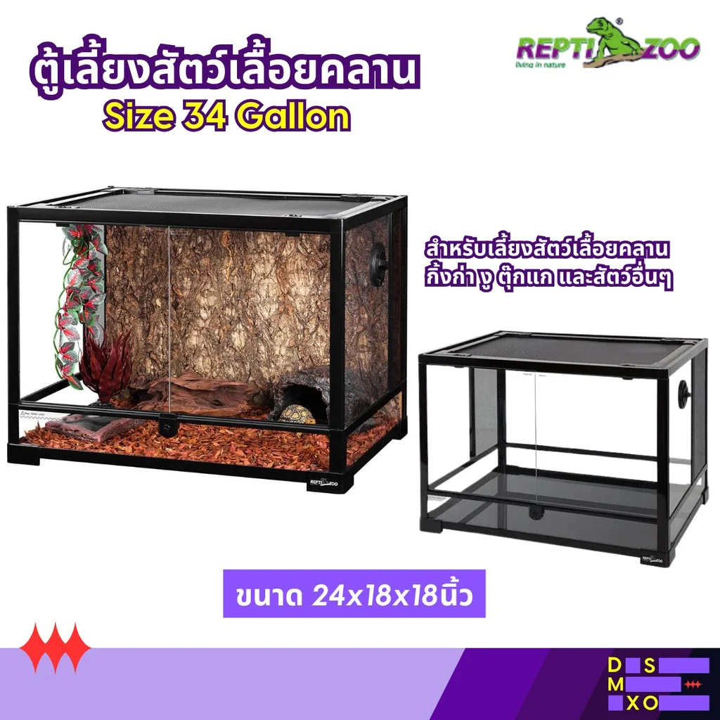 REPTIZOO - Terrarium 60×45×45cm (34 Gallon) ตู้เลี้ยงสัตว์เลื้อยคลาน ขนาด 34 แกลลอน สำหรับสัตว์เลื้อยคลาน กิ้งก่า งู ตุ๊กแก REPTIZOO - Terrarium 60×45×45cm (34 Gallon) ตู้เลี้ยงสัตว์เลื้อยคลาน ขนาด 34 แกลลอน สำหรับสัตว์เลื้อยคลาน กิ้งก่า งู ตุ๊กแก