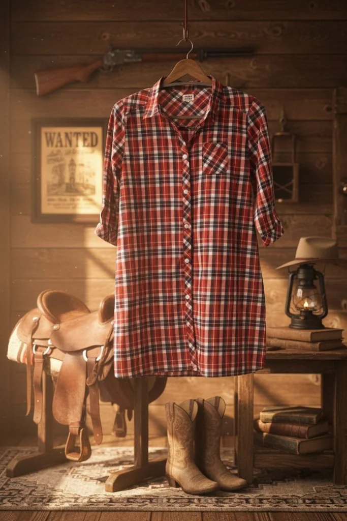 Plaid Long Shirt : สีแดง - Apple Cowgirls ไอเท็มยอดฮิต