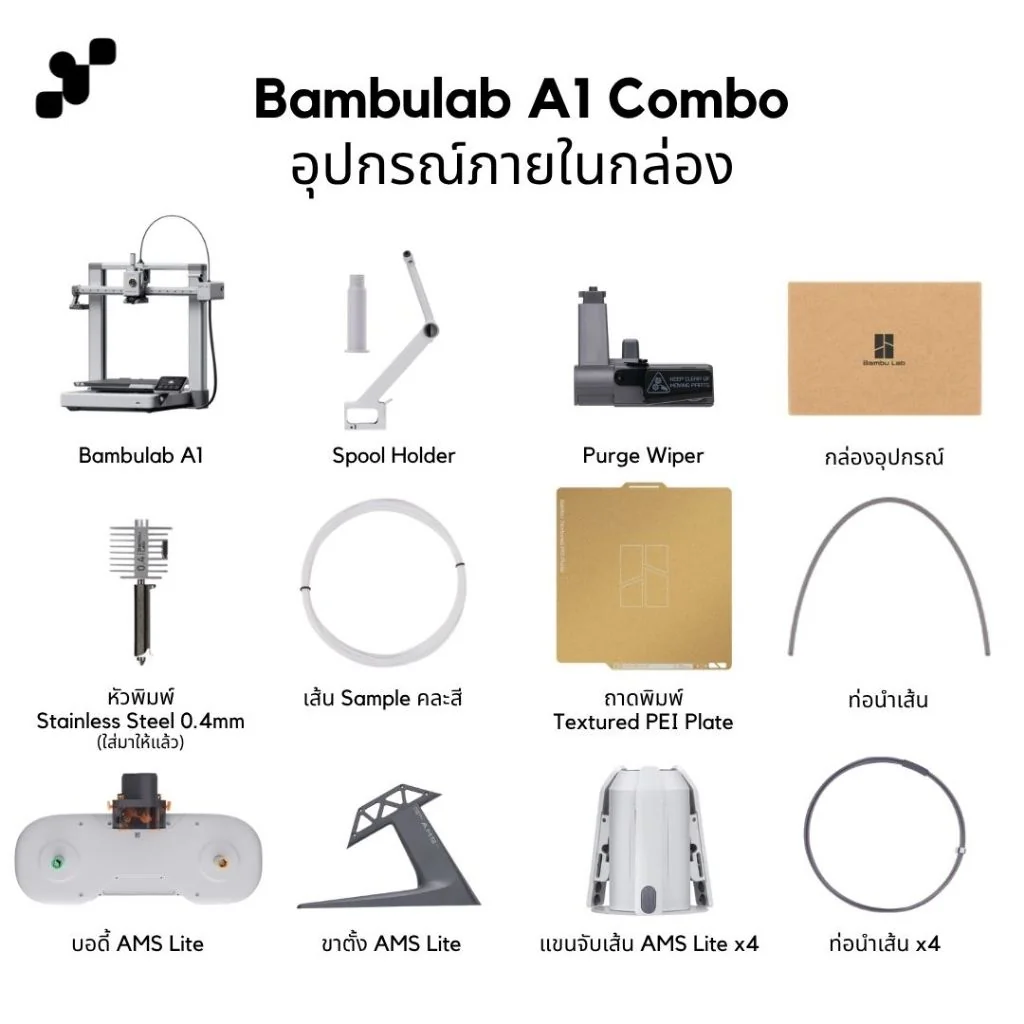 Bambulab A1 Combo เครื่องพิมพ์สามมิติ (3D Printer) | แถมฟรี + FDM Starter Kit E เครื่องประกันไทย