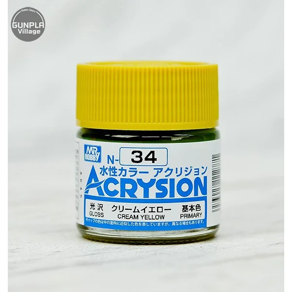 Mr.Hobby MR.ACRYSION COLOR N-34 CREAM YELLOW 4973028112771 (สี) Mr.Hobby MR.ACRYSION COLOR N-34 CREAM YELLOW 4973028112771 (สี)