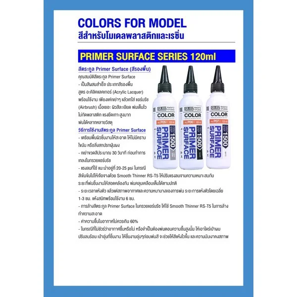 Raditz Studio RS P08 Surface Primer Rubber 60 ml (Surfacer Primer) 8858878800088 (สี) Raditz Studio RS P08 Surface Primer Rubber 60 ml (Surfacer Primer) 8858878800088 (สี)