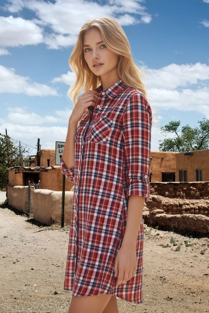 Plaid Long Shirt : สีแดง - Apple Cowgirls ไอเท็มยอดฮิต