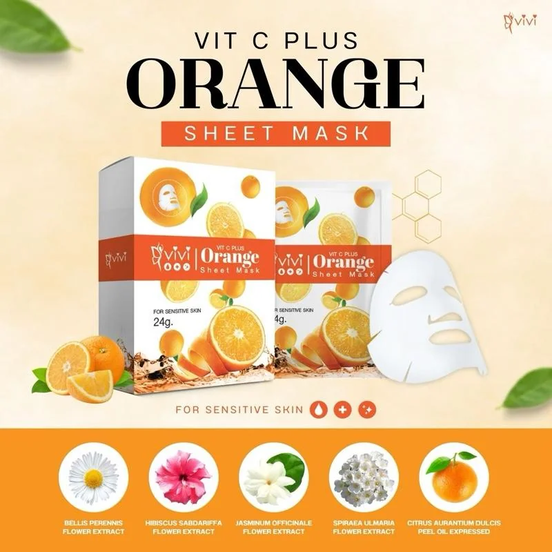 VIVI มาร์คผิววิตามิน ซี VIT C PLUS ORANGE SHEET MASK