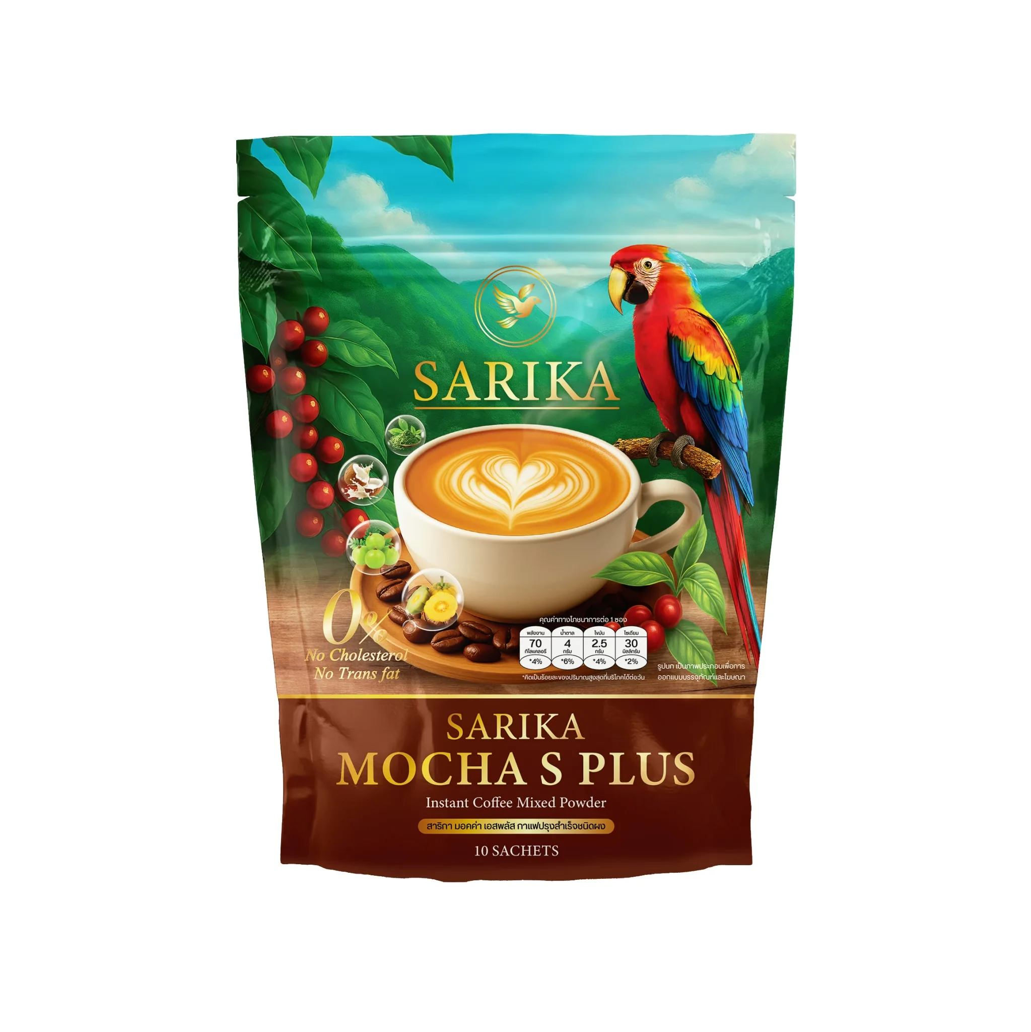 (สาริกา) กาแฟมอคค่า กาแฟผสมโกโก้ รสชาติอร่อย เข้มข้น เหมาะกับคนที่อยากได้รสกลางๆ ดื่มได้ทุกวันไม่เบื่อ