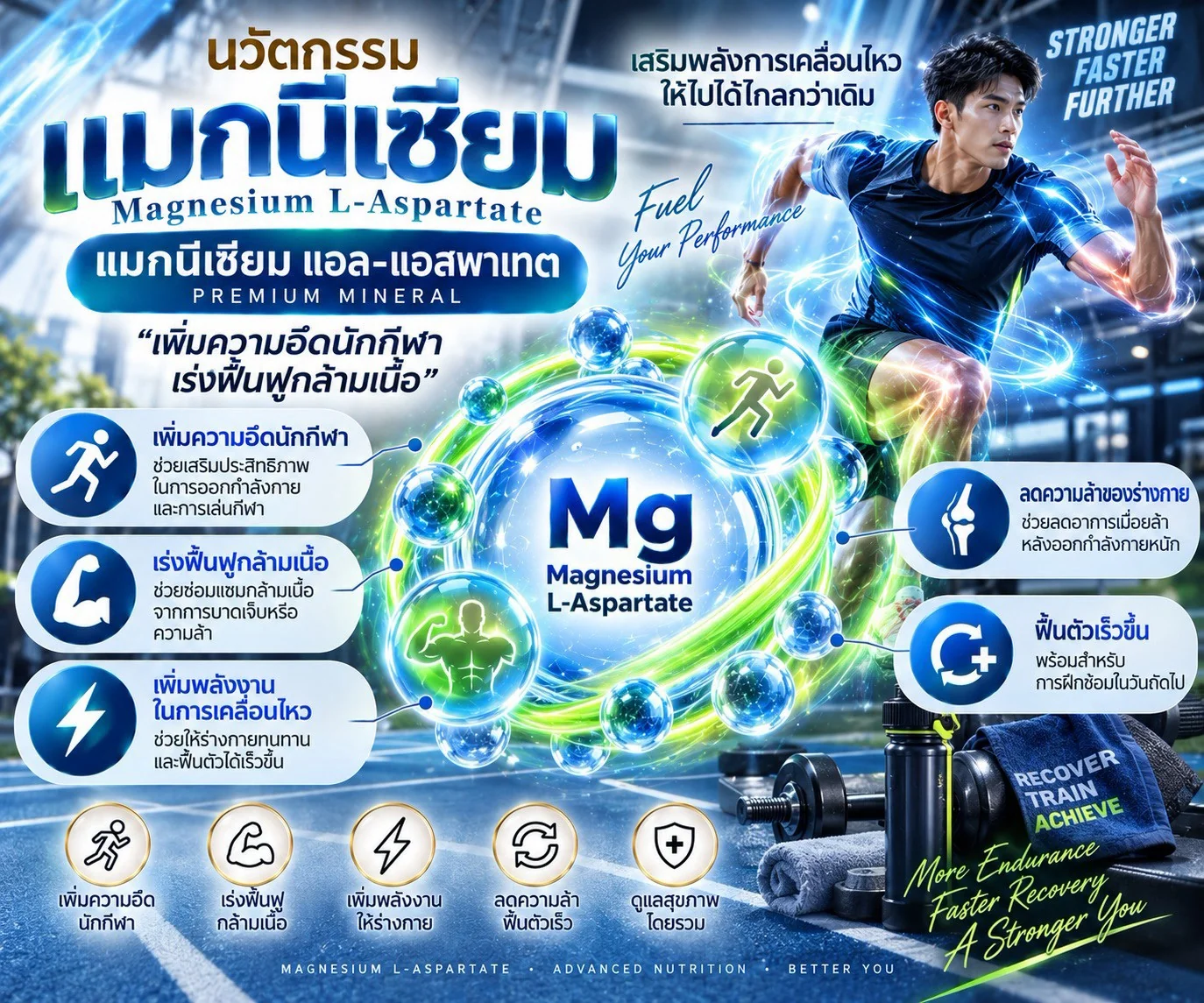 นวัตกรรมแมกนีเซียม แอล-แอสพาเทต เพิ่มความอึดนักกีฬา เร่งฟื้นฟูกล้ามเนื้อ