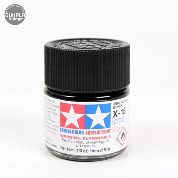 Tamiya 81518 Acrylic Mini X-18 Semi Gloss Black 4950344069347 (สี) image 1 Tamiya 81518 Acrylic Mini X-18 Semi Gloss Black 4950344069347 (สี) image 1