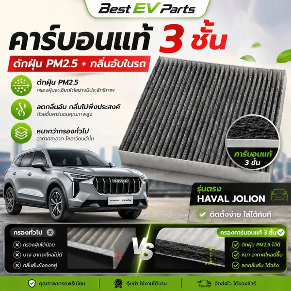 กรองแอร์ GWM HAVAL JOLION คาร์บอนคุณภาพสูง ตรงรุ่น มาตรฐานศูนย์บริการ จัดส่งไว ดับกลิ่น กรองฝุ่น PM 2.5 image 1 กรองแอร์ GWM HAVAL JOLION คาร์บอนคุณภาพสูง ตรงรุ่น มาตรฐานศูนย์บริการ จัดส่งไว ดับกลิ่น กรองฝุ่น PM 2.5 image 1