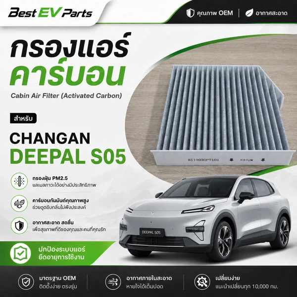กรองแอร์ CHANGAN DEEPAL S05 คาร์บอนคุณภาพสูง มาตรฐานศูนย์บริการ จัดส่งไว ดับกลิ่น กรองฝุ่น PM 2.5 image 1