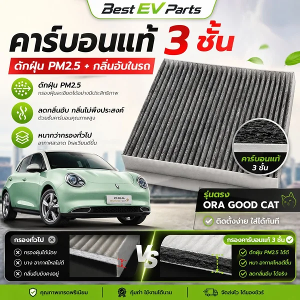 กรองแอร์ GWM ORA GOOD CAT คาร์บอนคุณภาพสูง ตรงรุ่น มาตรฐานศูนย์บริการ จัดส่งไว ดับกลิ่น กรองฝุ่น PM 2.5 image 1 กรองแอร์ GWM ORA GOOD CAT คาร์บอนคุณภาพสูง ตรงรุ่น มาตรฐานศูนย์บริการ จัดส่งไว ดับกลิ่น กรองฝุ่น PM 2.5 image 1