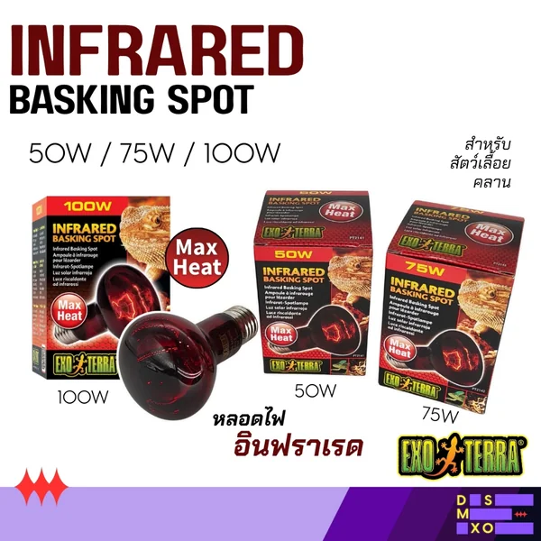 EXO TERRA Infrared Basking Spot (50W / 75W / 100W) หลอดไฟอินฟราเรด หลอดความร้อนกลางคืน สำหรับสัตว์เลื้อยคลาน เต่าบก กิ้งก่า งู ไฟกกสัตว์เลี้ยง image 1