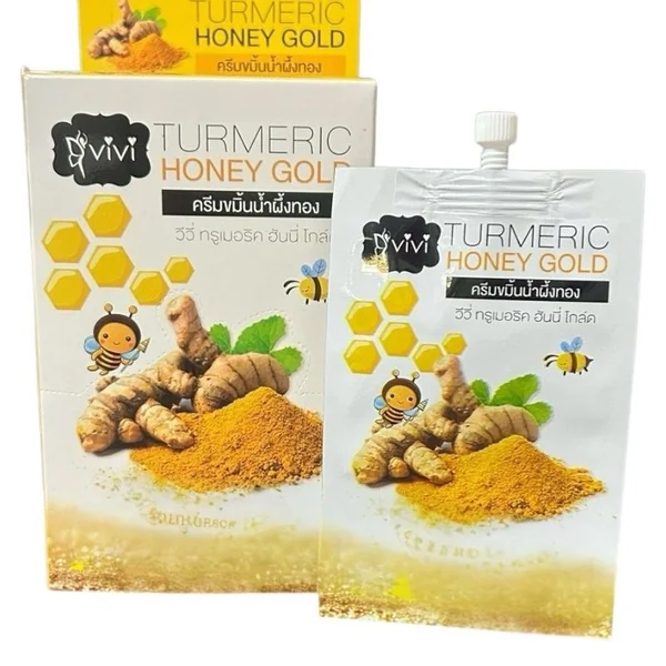 Vivi ครีมขมิ้นน้ำผึ้ง Honey Gold ผลิตภัณฑ์ Turmeric Honey Gold พร้อมส่วนผสมของขมิ้นชันและน้ำผึ้ง