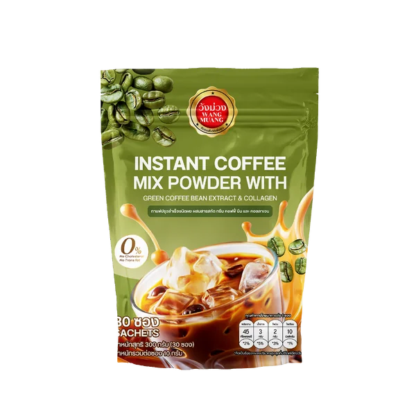 (ตรา วังม่วง) กาแฟปรุงสำเร็จชนิดผง ผสมสารสกัด กรีน คอฟฟี่ บีน และ คอลลาเจน (ตรา วังม่วง) กาแฟปรุงสำเร็จชนิดผง ผสมสารสกัด กรีน คอฟฟี่ บีน และ คอลลาเจน