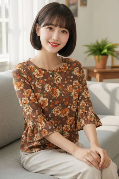 "บราวน์บลูม" เสื้อเบลาส์ผู้หญิงสีน้ำตาล แขนบาน ลายดอกไม้ image 7 "บราวน์บลูม" เสื้อเบลาส์ผู้หญิงสีน้ำตาล แขนบาน ลายดอกไม้ image 7