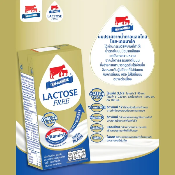 ใหม่!!! ไทย-เดนมาร์ค แลคโตสฟรี รสจืด เสริมโอเมก้าพลัส 180 ml (ขายยกลัง) /Lactose Free Omega 36 Boxes image 2 ใหม่!!! ไทย-เดนมาร์ค แลคโตสฟรี รสจืด เสริมโอเมก้าพลัส 180 ml (ขายยกลัง) /Lactose Free Omega 36 Boxes image 2