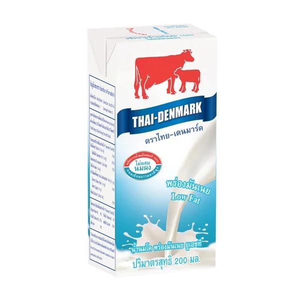 นมไทยเดนมาร์ค พร่องมันเนย รสจืด 200 มล.(นมวัวแดง ขายยกลัง) // Thai Denmark Low Fat 200 ml - 36 Boxes image 2