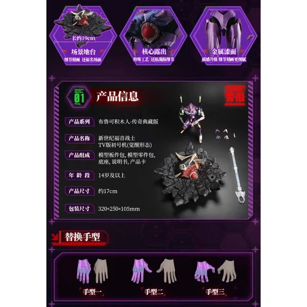 (Pre Order 10/2569) Blokees Evangelion 73621 Legend Edition EX Evangelion Test Type-01 Awakening TV Ver 810181532975 image 2