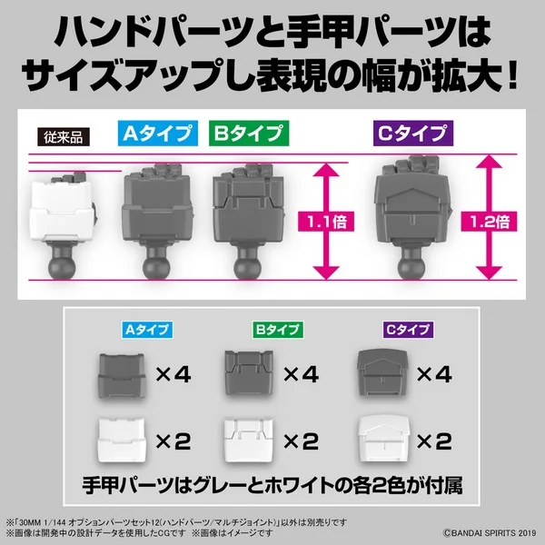 Bandai 30MM Option Parts Set 12 (Hand Parts/Multi Joint) 4573102651150 (Plastic Model) image 4