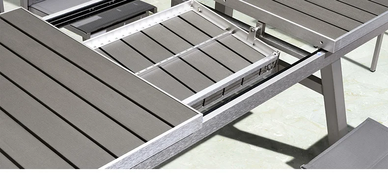 Outdoor Leisure Table And Chair Plastic Wood Dining Sets 8 Seater Outdoor Garden