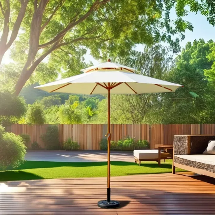 Factory direct supply 9 feet Patio Polyester Umbrella Cafe Garden Umbrella Hand Cranked Sunshade Parasol