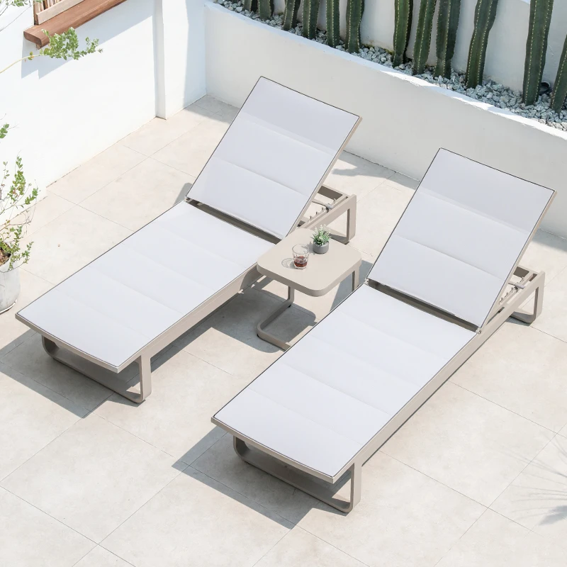 Popular Style Hotel Villa Patio Aluminum Alloy Sunbed Outdoor Recline Waterproof Sunscreen Swimming Pool Beach Chair