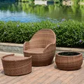 Rattan Outdoor Sofa Set with Glass Top Coffee Table and Cushions Patio furniture sofa set