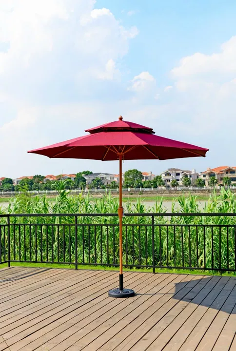 Factory direct supply 9 feet Patio Polyester Umbrella Cafe Garden Umbrella Hand Cranked Sunshade Parasol