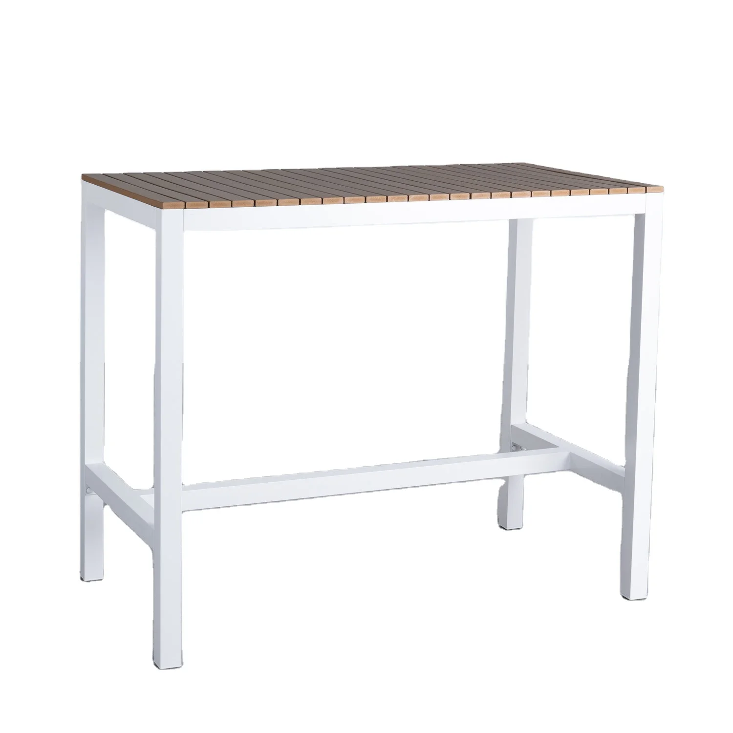 Outdoor table and chair combination modern courtyard balcony indoor living room golden teak aluminum wood bar table and chair