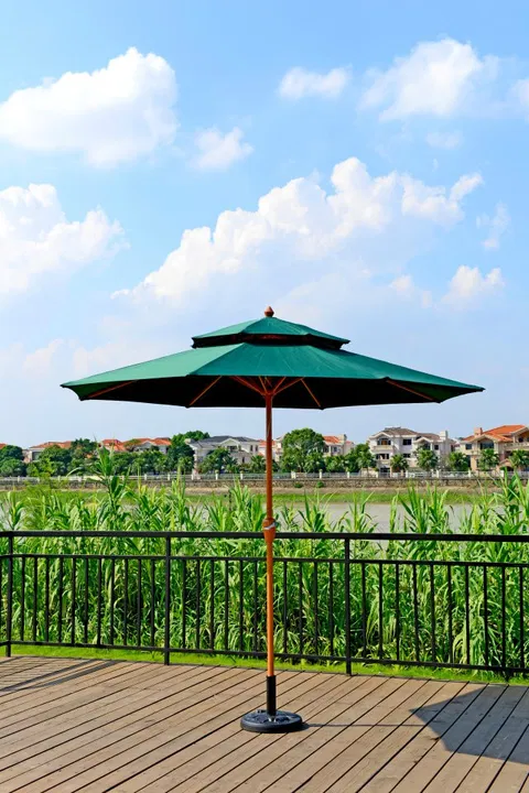 Factory direct supply 9 feet Patio Polyester Umbrella Cafe Garden Umbrella Hand Cranked Sunshade Parasol
